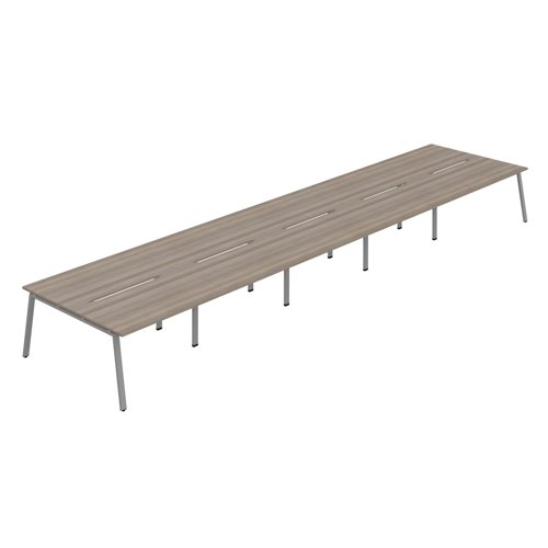 Synergy 10P Bench Desk 1400X800mm A-Frame Grey Oak/Silver Synergy 10P Bench Desk 1400X800mm A-Frame Grey Oak/Silver