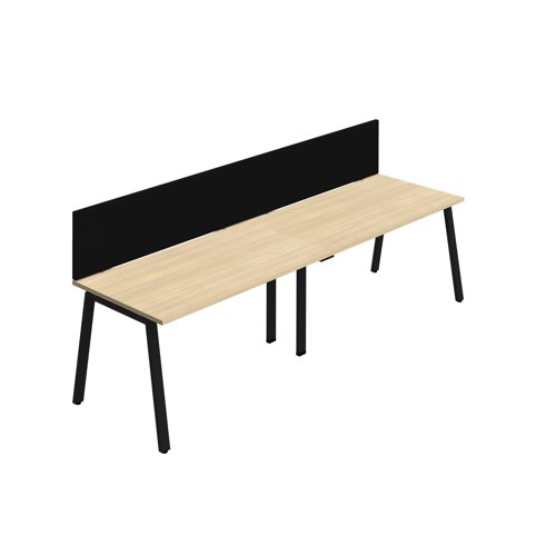 Synergy 2SP Bench Desk 1400X800mm A-Frame Nova Oak/Black Black Screen Synergy 2SP Bench Desk 1400X800mm A-Frame Nova Oak/Black Black Screen
