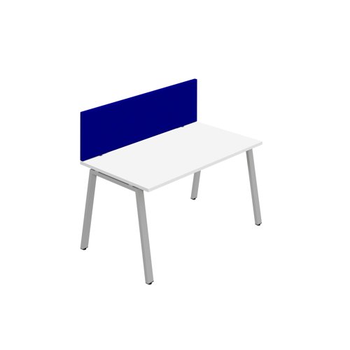 Synergy 1SP Bench Desk 1400X800mm A-Frame White/Silver Royal Blue Screen Synergy 1SP Bench Desk 1400X800mm A-Frame White/Silver Royal Blue Screen