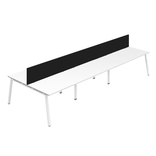 Synergy 6P Bench Desk 1400X800mm A-Frame White/White Black Screen Synergy 6P Bench Desk 1400X800mm A-Frame White/White Black Screen