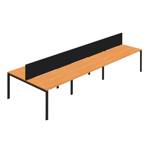 Synergy 6P Bench Desk 1400X800mm GoalPost Beech/Black Black Screen Synergy 6P Bench Desk 1400X800mm GoalPost Beech/Black Black Screen
