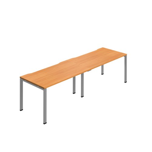 Synergy 2SP Bench Desk 1400X800mm Goalpost Beech/Silver Synergy 2SP Bench Desk 1400X800mm Goalpost Beech/Silver