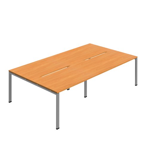 Synergy 4P Bench Desk 1400X800mm GoalPost Beech/Silver Synergy 4P Bench Desk 1400X800mm GoalPost Beech/Silver