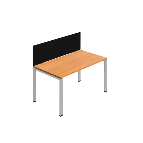 Synergy 1SP Bench Desk 1400X800mm GoalPost Beech/Silver Black Screen Synergy 1SP Bench Desk 1400X800mm GoalPost Beech/Silver Black Screen