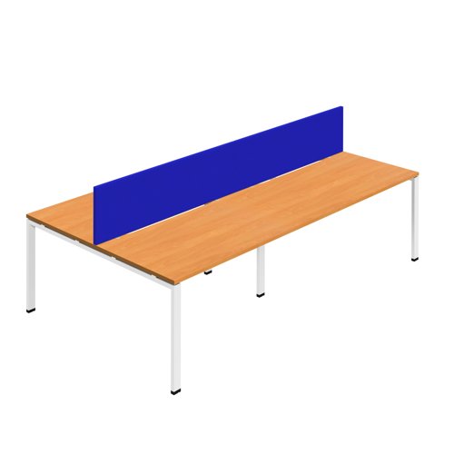 Synergy 4P Bench Desk 1400X800mm GoalPost Beech/White Royal Blue Screen Synergy 4P Bench Desk 1400X800mm GoalPost Beech/White Royal Blue Screen