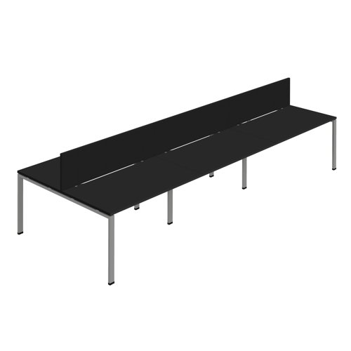 Synergy 6P Bench Desk 1400X800mm GoalPost Black/Silver Black Screen Synergy 6P Bench Desk 1400X800mm GoalPost Black/Silver Black Screen