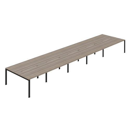 Synergy 10P Bench Desk 1400X800mm GoalPost Grey Oak/Black Synergy 10P Bench Desk 1400X800mm GoalPost Grey Oak/Black