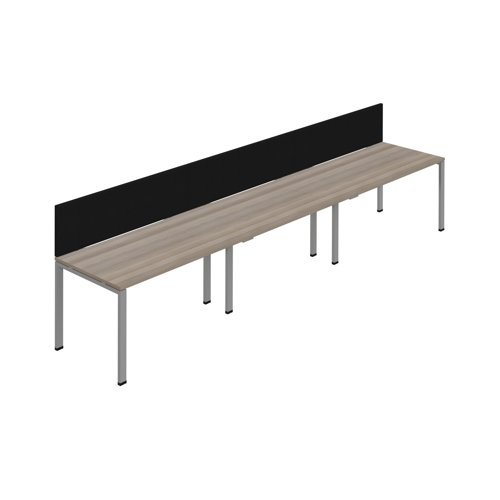 Synergy 3SP Bench Desk 1400X800mm GoalPost Grey Oak/Silver Black Screen Synergy 3SP Bench Desk 1400X800mm GoalPost Grey Oak/Silver Black Screen