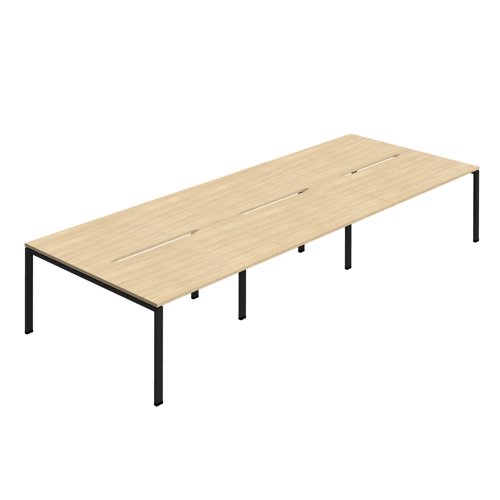 Synergy 6P Bench Desk 1400X800mm GoalPost Nova Oak/Black Synergy 6P Bench Desk 1400X800mm GoalPost Nova Oak/Black