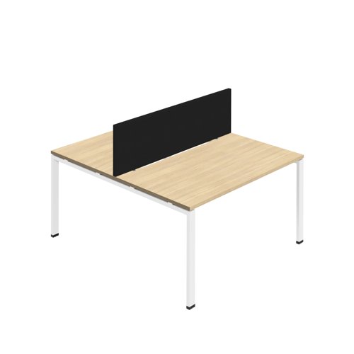 Synergy 2P Bench Desk 1400X800mm GoalPost Nova Oak/White Black Screen Synergy 2P Bench Desk 1400X800mm GoalPost Nova Oak/White Black Screen