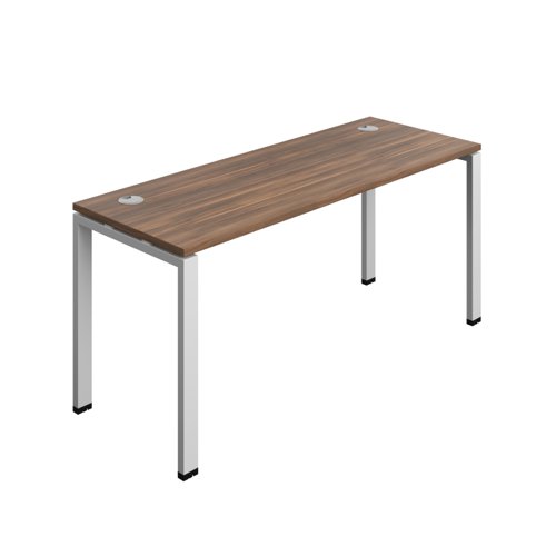 Synergy Bench with Cable Ports: 1 Person (FSC) : Goal Post Leg : 1600 600 Dark Walnut/Silver Synergy Bench with Cable Ports: 1 Person (FSC) : Goal Post Leg : 1600 600 Dark Walnut/Silver