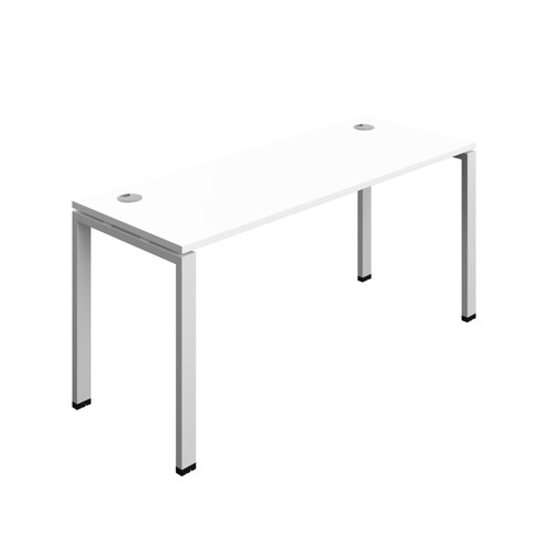 Synergy Bench with Cable Ports: 1 Person (FSC) : Goal Post Leg : 1600 600 White/Silver Synergy Bench with Cable Ports: 1 Person (FSC) : Goal Post Leg : 1600 600 White/Silver