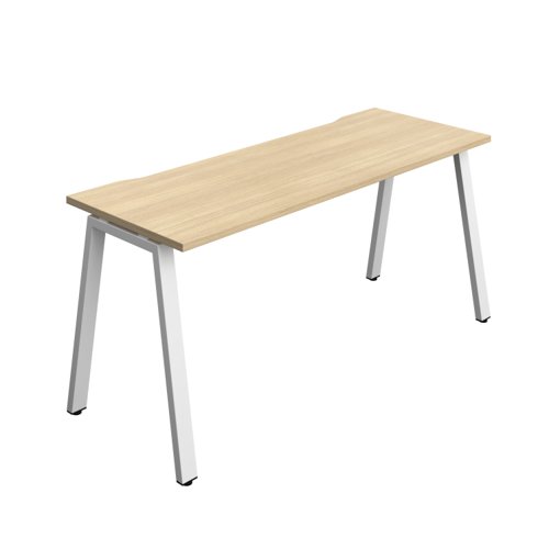 Synergy Bench with Cut Out: 1 Person (FSC) : A-Frame Leg : 1600 700 Nova Oak/White Synergy Bench with Cut Out: 1 Person (FSC) : A-Frame Leg : 1600 700 Nova Oak/White
