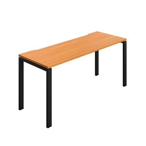 Synergy Bench with Cut Out: 1 Person (FSC) : Goal Post Leg : 1600 700 Beech/Black Synergy Bench with Cut Out: 1 Person (FSC) : Goal Post Leg : 1600 700 Beech/Black