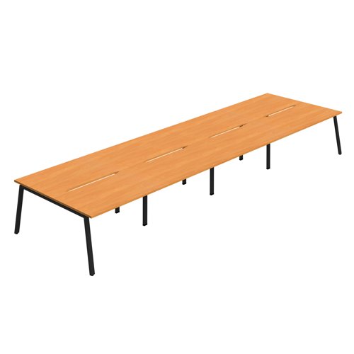 Synergy 8P Bench Desk 1600X800mm A-Frame Beech/Black Synergy 8P Bench Desk 1600X800mm A-Frame Beech/Black