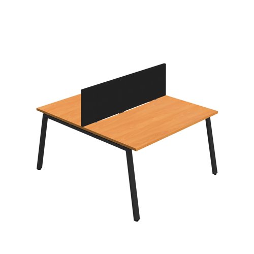 Synergy 2P Bench Desk 1600X800mm A-Frame Beech/Black Black Screen Synergy 2P Bench Desk 1600X800mm A-Frame Beech/Black Black Screen