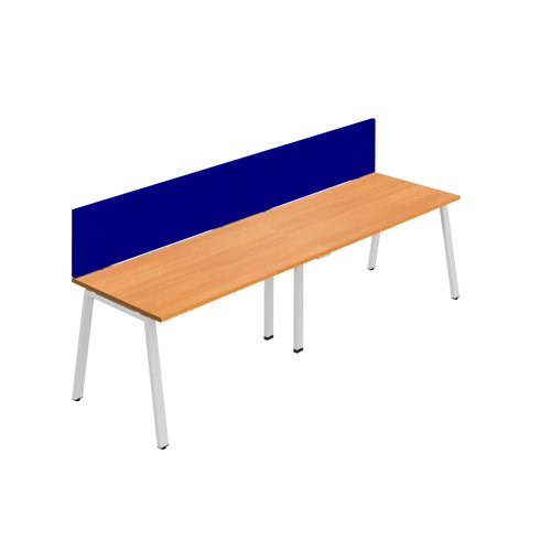 Synergy 2SP Bench Desk 1600X800mm A-Frame Beech/White Royal Blue Screen Synergy 2SP Bench Desk 1600X800mm A-Frame Beech/White Royal Blue Screen
