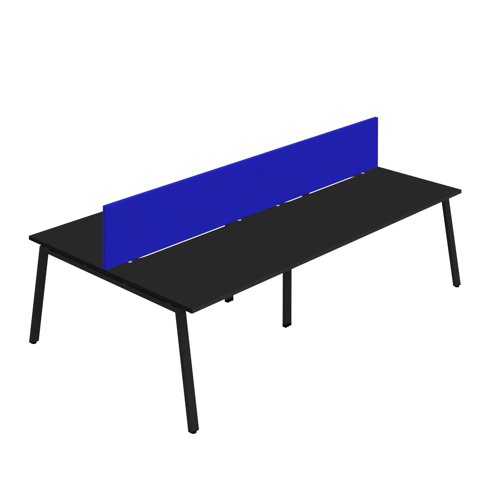 Synergy 4P Bench Desk 1600X800mm A-Frame Black/Black Royal Blue Screen Synergy 4P Bench Desk 1600X800mm A-Frame Black/Black Royal Blue Screen