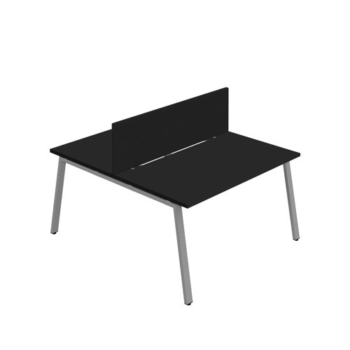 Synergy 2P Bench Desk 1600X800mm A-Frame Black/Silver Black Screen Synergy 2P Bench Desk 1600X800mm A-Frame Black/Silver Black Screen