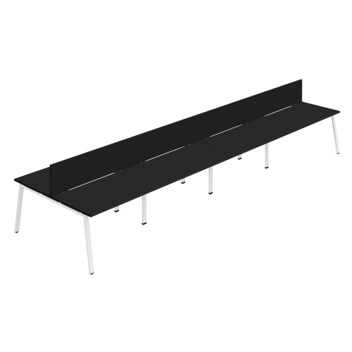 Synergy 8P Bench Desk 1600X800mm A-Frame Black/White Black Screen Synergy 8P Bench Desk 1600X800mm A-Frame Black/White Black Screen