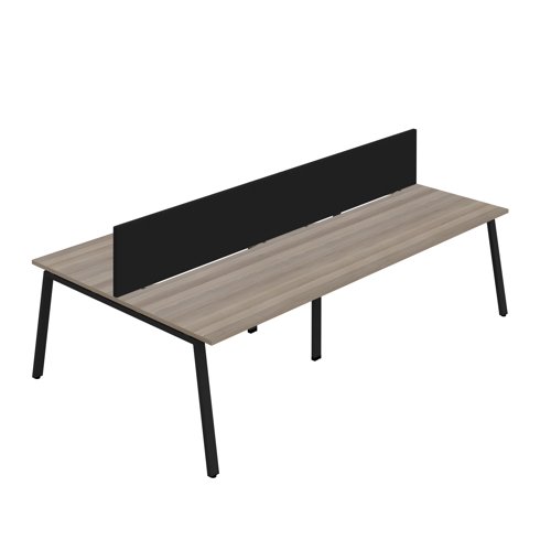 Synergy 4P Bench Desk 1600X800mm A-Frame Grey Oak/Black Black Screen Synergy 4P Bench Desk 1600X800mm A-Frame Grey Oak/Black Black Screen