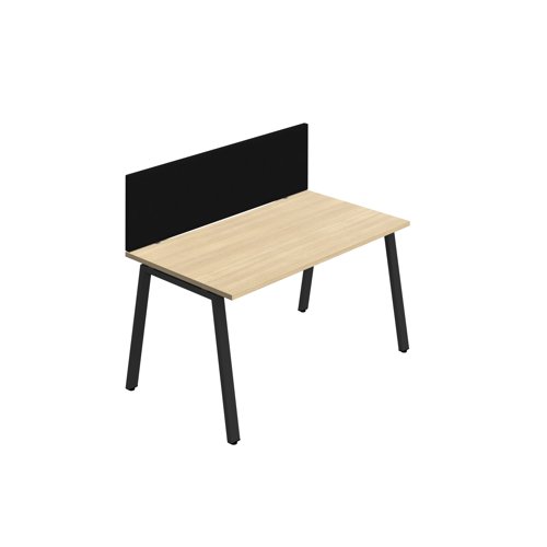 Synergy 1SP Bench Desk 1600X800mm A-Frame Nova Oak/Black Black Screen Synergy 1SP Bench Desk 1600X800mm A-Frame Nova Oak/Black Black Screen