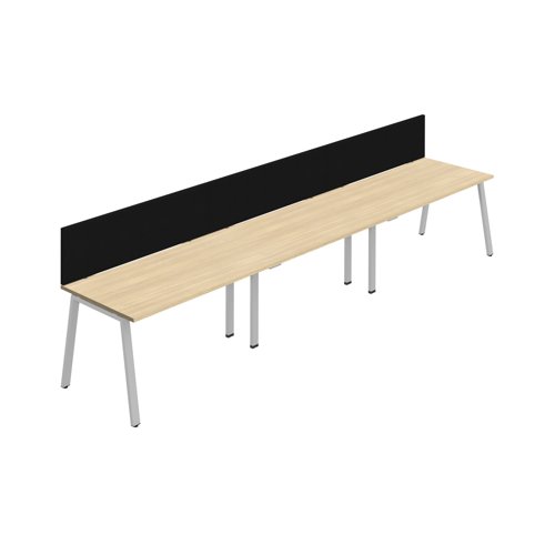 Synergy 3SP Bench Desk 1600X800mm A-Frame Nova Oak/Silver Black Screen Synergy 3SP Bench Desk 1600X800mm A-Frame Nova Oak/Silver Black Screen