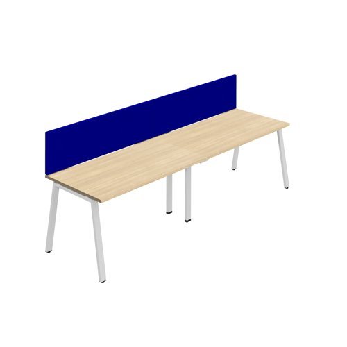Synergy 2SP Bench Desk 1600X800mm A-Frame Nova Oak/White Royal Blue Screen Synergy 2SP Bench Desk 1600X800mm A-Frame Nova Oak/White Royal Blue Screen