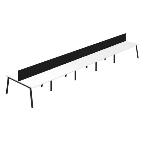 Synergy 10P Bench Desk 1600X800mm A-Frame White/Black Black Screen Synergy 10P Bench Desk 1600X800mm A-Frame White/Black Black Screen