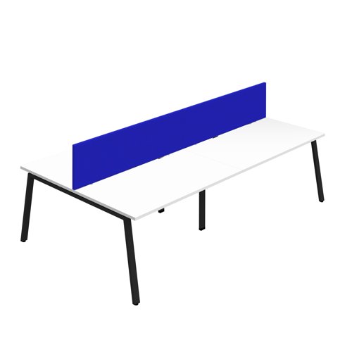 Synergy 4P Bench Desk 1600X800mm A-Frame White/Black Royal Blue Screen Synergy 4P Bench Desk 1600X800mm A-Frame White/Black Royal Blue Screen