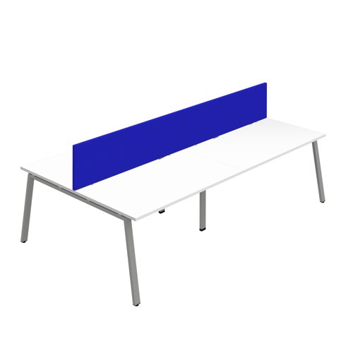 Synergy 4P Bench Desk 1600X800mm A-Frame White/Silver Royal Blue Screen Synergy 4P Bench Desk 1600X800mm A-Frame White/Silver Royal Blue Screen