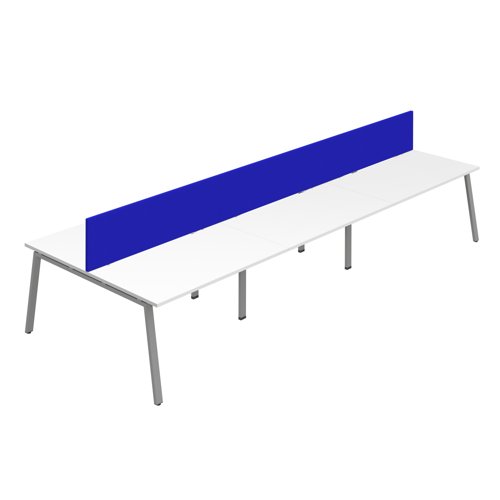 Synergy 6P Bench Desk 1600X800mm A-Frame White/Silver Royal Blue Screen Synergy 6P Bench Desk 1600X800mm A-Frame White/Silver Royal Blue Screen