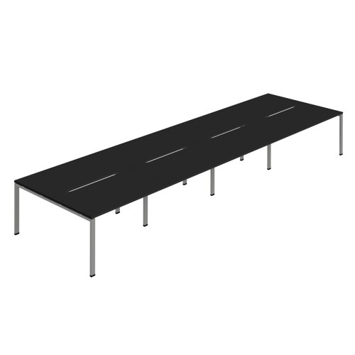 Synergy 8P Bench Desk 1600X800mm GoalPost Black/Silver Synergy 8P Bench Desk 1600X800mm GoalPost Black/Silver
