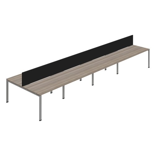 Synergy 8P Bench Desk 1600X800mm GoalPost Grey Oak/Silver Black Screen Synergy 8P Bench Desk 1600X800mm GoalPost Grey Oak/Silver Black Screen