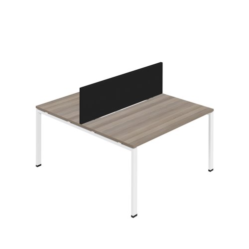Synergy 2P Bench Desk 1600X800mm GoalPost Grey Oak/White Black Screen Synergy 2P Bench Desk 1600X800mm GoalPost Grey Oak/White Black Screen