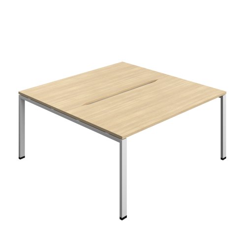 Synergy Bench with Cut Out: 2 Person (FSC) : Goal Post Leg : 1600 800 Nova Oak/Silver Synergy Bench with Cut Out: 2 Person (FSC) : Goal Post Leg : 1600 800 Nova Oak/Silver