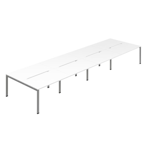 Synergy 8P Bench Desk 1600X800mm GoalPost White/Silver Synergy 8P Bench Desk 1600X800mm GoalPost White/Silver