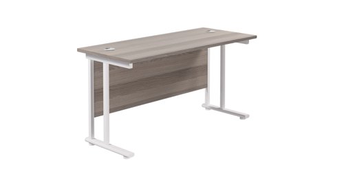Twin+Upright+Rectangular+Desk%3A+600mm+Deep+1200X600+Grey+Oak%2FWhite