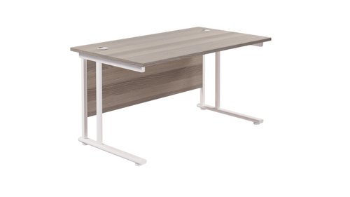 Twin+Upright+Rectangular+Desk%3A+800mm+Deep+1200X800+Grey+Oak%2FWhite