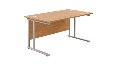 Twin+Upright+Rectangular+Desk%3A+800mm+Deep+1200X800+Nova+Oak%2FSilver