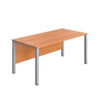 Goal Post Rectangular Desk 1400X600 Beech/Silver