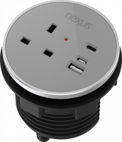 CIRCULAR IN-DESK POWER MODULE: 1 OUTLET: