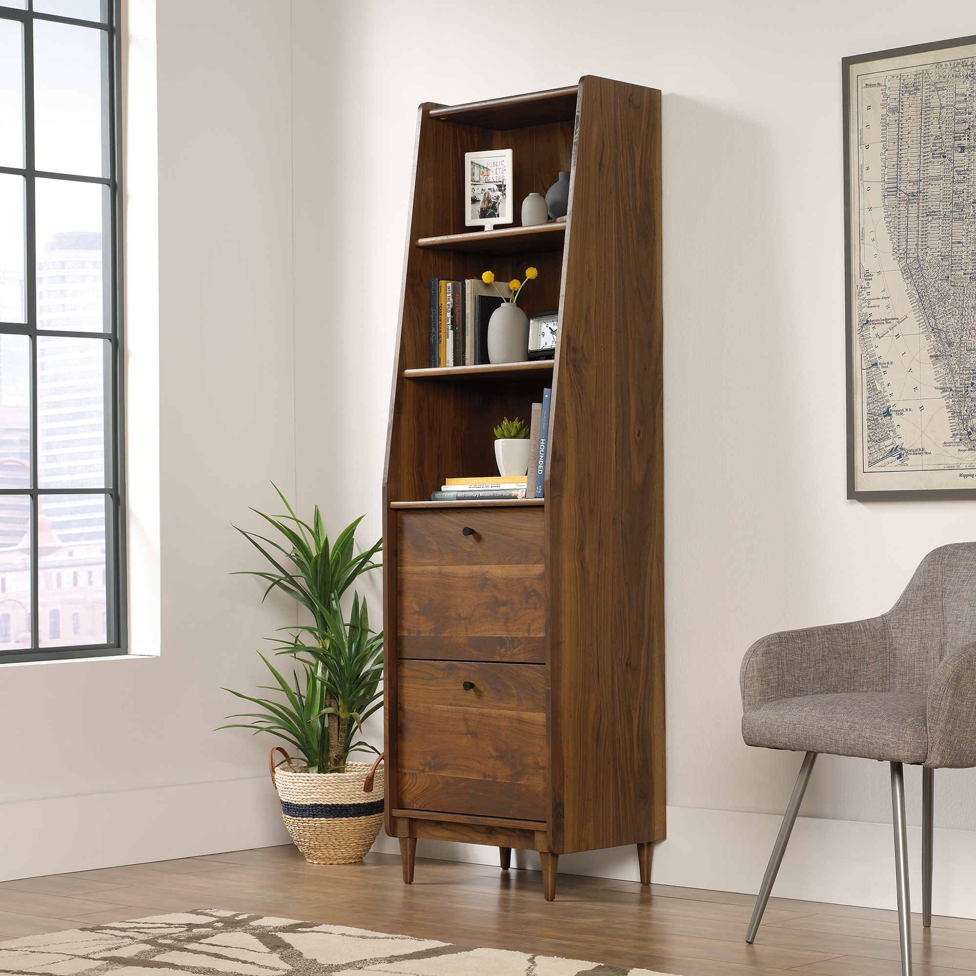 HAMPSTEAD PARK NARROW BOOKCASE WALNUT