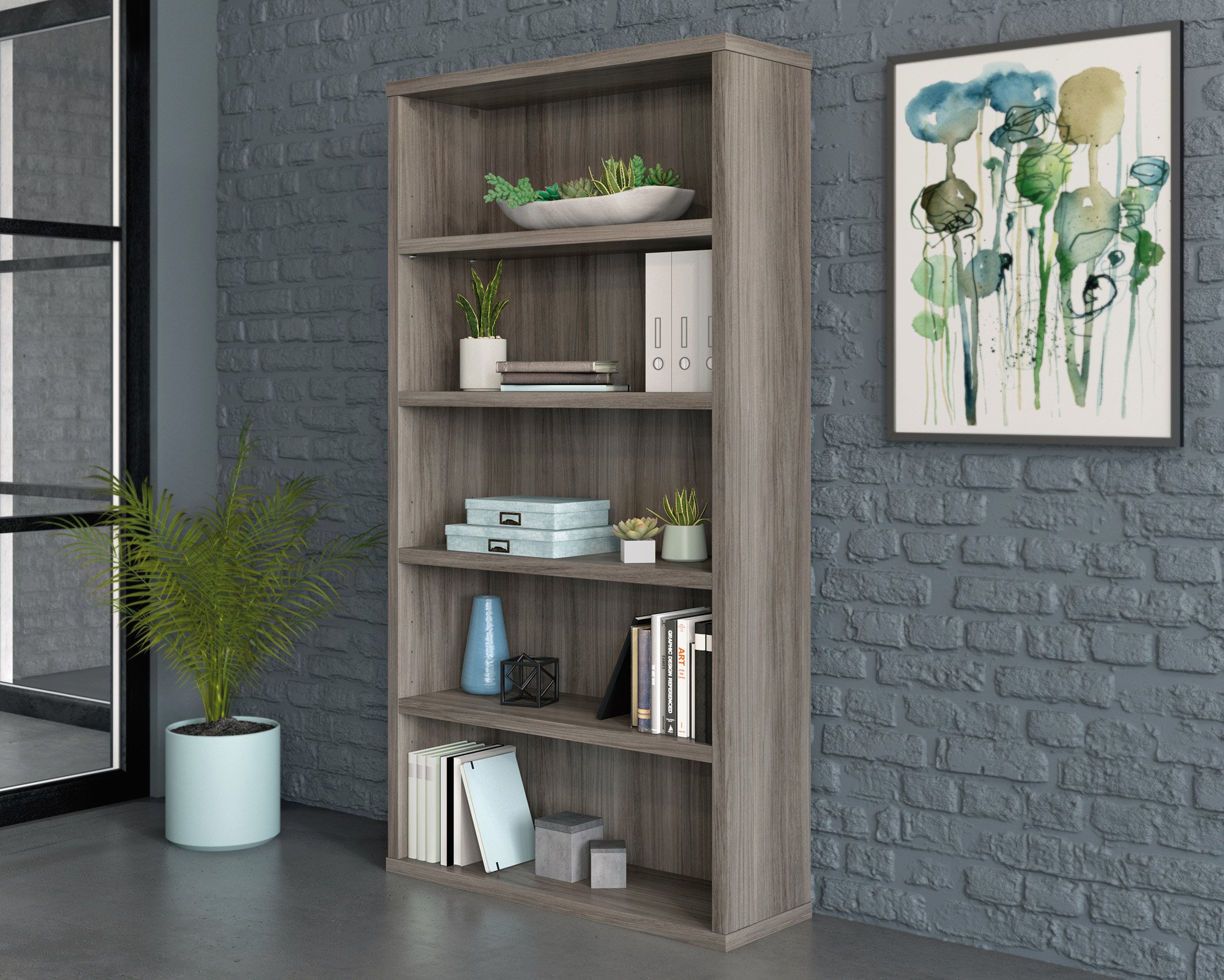AFFILIATE 5 SHELF BOOKCASE HUDSON ELM