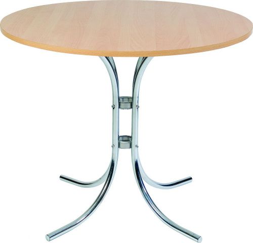 Teknik Office Round Beech Effect Bistro Table with Chrome Legs