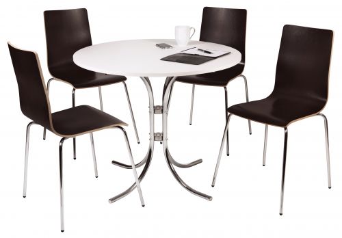 Teknik Office Loft Bistro Set with White Bistro Table and 4 Contrasting Wenge Style Bistro Chairs