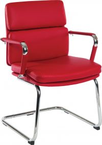 DECO FAUX LEATHER VISITOR CHAIR RED