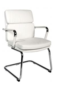 DECO FAUX LEATHER VISITOR CHAIR WHITE