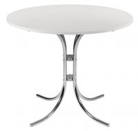 Teknik Office Round White Bistro Table with Chrome Legs