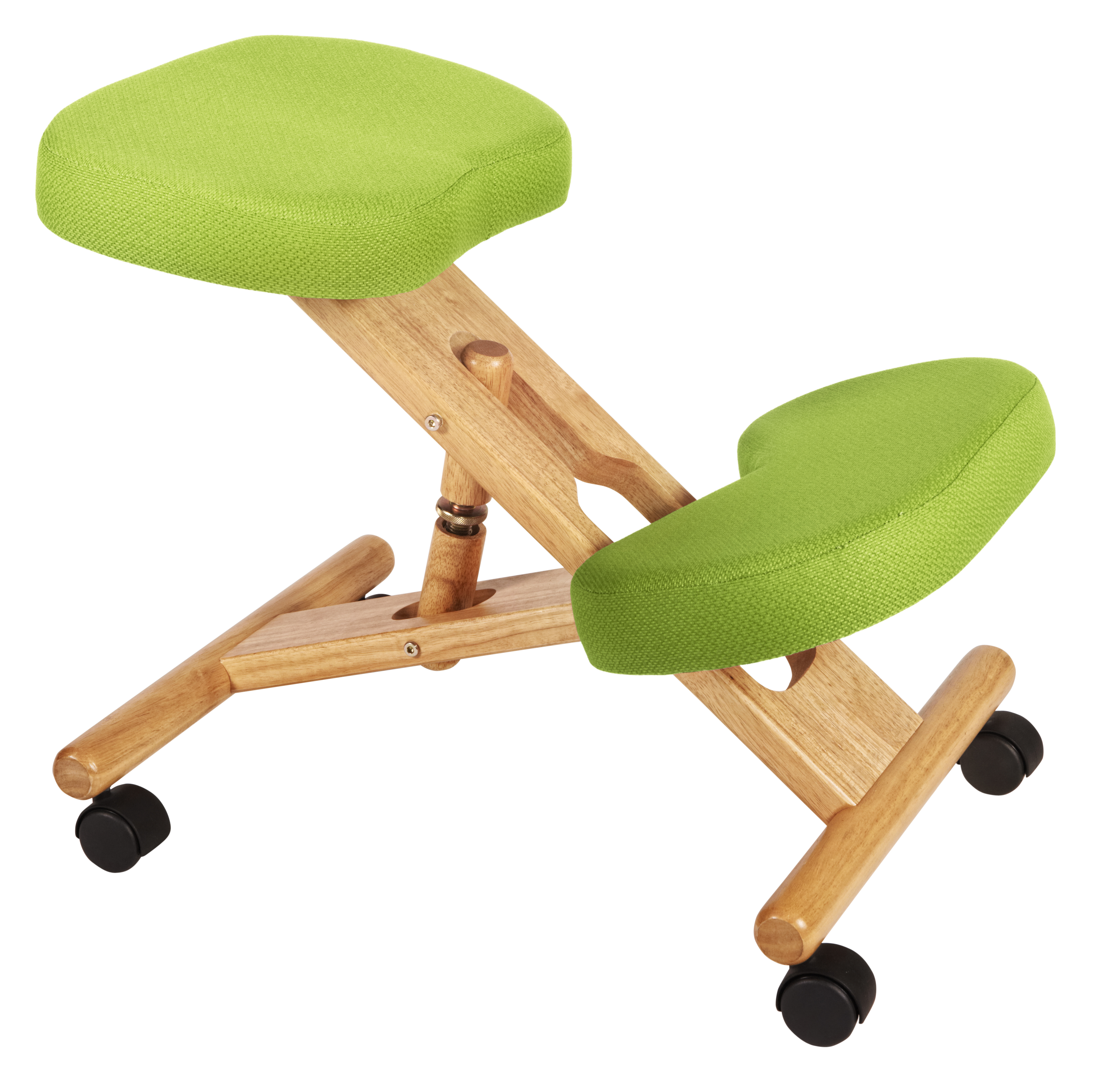 Teknik Office Posture Wooden Framed Ergonomic Kneeling Chair With Lime Green Fabric Cushions Teknik Office Posture Wooden Framed Ergonomic Kneeling Chair With Lime Green Fabric Cushions